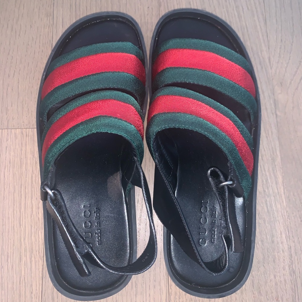 Gucci leather and web sandals